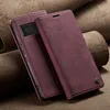 A close-up shot of a red leather phone case for a Google Pixel 6 Pro, lying on a textured brown background. Produktbild-Vorschau