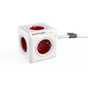 A white PowerCube Extended with multiple outlets, connected to a white cable with a grey clip. Produktbild-Vorschau