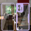 A collage of two images showing a phone case with a living room and dining room scene reflected on it. Produktbild-Vorschau