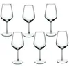 A set of six clear wine glasses arranged in two rows on a white background. Anteprima dell’immagine prodotto