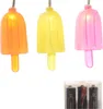 Three popsicle-shaped LED lights in orange, yellow, and pink, with a battery pack below. Produktbild-Vorschau