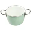 A light green enamel pot with silver handles on a white background. Produktbild-Vorschau