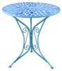Gartentisch Metall Blau mit Blütenmotiv Produktbild-Vorschau 1