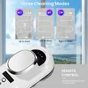 A white window cleaning robot is shown in the foreground, with diagrams illustrating three cleaning modes in the background, set against a window view of the outdoors. Náhľad obrázku produktu