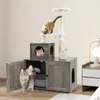 COSTWAY drapak z szafką dla kota, domek dla kota, drzewko Podgląd zdjęcia produktu 2