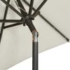 Close-up view of the internal mechanism and fabric of an umbrella. Voir les images du produit