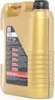 A side view of a gold-colored plastic jug of motor oil with a black cap and a label on the side. Produktbild-Vorschau