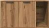 A wooden cabinet with two doors and an open shelf. Produktbild-Vorschau