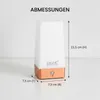 A product shot of a white and copper LED night light with dimensions indicated. Voir les images du produit
