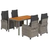 vidaXL 5-tlg. Garten-Essgruppe mit Kissen Grau Poly Rattan Produktbild-Vorschau 1
