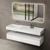 doporro Mobile Bagno Sospeso 150cm Bianco Opaco con Lavabo, Anteprima dell’immagine prodotto 2