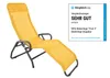 A yellow lounge chair is shown against a white background, with a review badge on the right. Produktbild-Vorschau