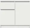 A white sideboard with drawers and a cabinet is shown against a white background. Produktbild-Vorschau