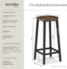 A diagram showing the dimensions of a bar stool, with text providing product information and specifications. Náhled obrázku produktu