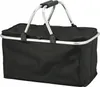 A black foldable shopping basket with a silver frame and handles, shown against a white background. Anteprima dell’immagine prodotto