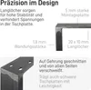 Close-up of a metal table leg with text and diagrams highlighting its features. Produktbild-Vorschau