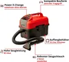 A red and black Einhell wet and dry vacuum cleaner with various features highlighted by text labels and lines. Produktbild-Vorschau