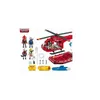 A collection of Playmobil figures and vehicles, including a helicopter and a boat, laid out on a white background. Náhľad obrázku produktu