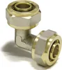 A close-up studio shot of a brass and silver pipe fitting. Náhľad obrázku produktu