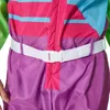Close-up of a person wearing a colorful retro ski suit with a white belt. Produktbild-Vorschau