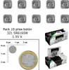 A collage of product packaging and individual batteries, with a ruler and coin for scale. Náhled obrázku produktu