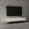 doporro Mobile Porta TV Sospeso 200 cm con 2 Ante Marrone Anteprima dell’immagine prodotto 1