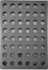 A top-down view of a black silicone mold with many circular indentations. Produktbild-Vorschau
