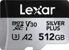 A close-up view of a Lexar Professional Silver Plus 512GB MicroSDXC memory card. Podgląd zdjęcia produktu
