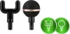 Two massage gun attachments and two circular icons representing them. Produktbild-Vorschau