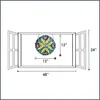 A diagram showing the placement and dimensions of a stained glass suncatcher in a window. Produktbild-Vorschau