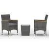 3-tlg. Bistro-Set Poly Rattan und Hartglas Grau Produktbild-Vorschau 1