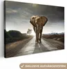 MuchoWow® - Leinwandbilder - Elefant - Natur - Straße, Produktbild-Vorschau 1