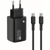 A black GaN II 65W USB-C charger with two USB-C cables. Podgląd zdjęcia produktu