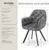 Fauteuil pivotant en velours Lucia, rembourré - gris Voir les images du produit 6