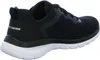A black Skechers women's training shoe with a white sole, shown from the side. Anteprima dell’immagine prodotto