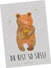 Mr. & Mrs. Panda Postkarte Bär Honig - Grau Pastell - Produktbild-Vorschau 1