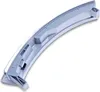 A close-up, studio shot of a white and gray washing machine door handle, isolated on a white background. Produktbild-Vorschau