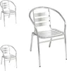 Three aluminum bistro chairs are shown against a white background. Two chairs are on the left side of the image, and one larger chair is on the right. Produktbild-Vorschau