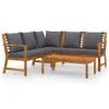A wooden garden lounge set with gray cushions and a coffee table, presented on a white background. Náhled obrázku produktu