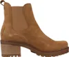 A side view of a brown suede Chelsea boot with a block heel. Produktbild-Vorschau