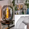 Carrone Tischlampe aus Metall/Glas in Schwarz/Rauchfarben Produktbild-Vorschau 1