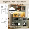 okwish Küchenschrank Stauraum Hoch Mit Glastüren Und LED Produktbild-Vorschau 4