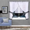 Fertiggardine Set mit Panel Weiß Schwarz Voile Leinen Produktbild-Vorschau 3
