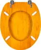 A top-down view of a wooden toilet seat. Produktbild-Vorschau
