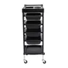 A black salon trolley with six drawers and wheels, shown against a white background. Voir les images du produit