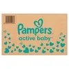 A cardboard box with the Pampers logo and branding. Podgląd zdjęcia produktu