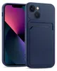 A close-up view of a blue iPhone case with a card slot, placed on a light gray background. Anteprima dell’immagine prodotto