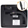 The back of a black tire repair kit with accessories and labeling. Produktbild-Vorschau