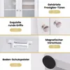 Collage of close-up images highlighting features of a white cabinet. Produktbild-Vorschau