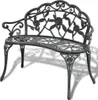 A black cast iron garden bench with ornate rose detailing. Anteprima dell’immagine prodotto